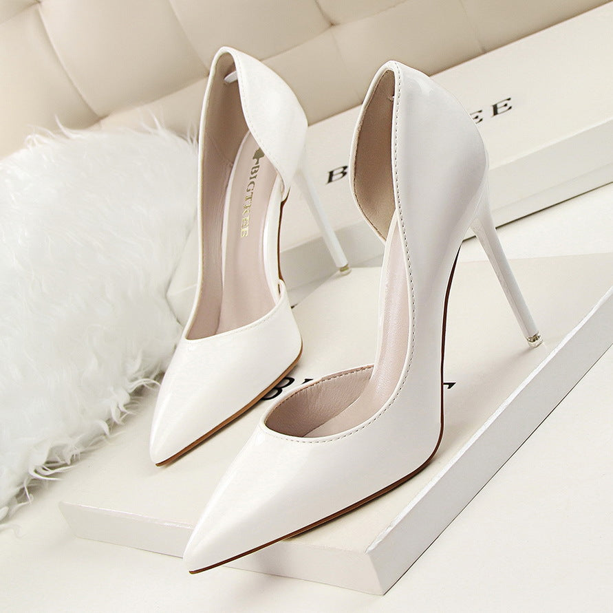 LADIES HIGH HEEL POINTED PUMPS DARK YELLOW / ORANGE / KHAKI / WINE RED / SILVER / WHITE (SIZE 34 - 40) (SIZE 2.5 - 7)