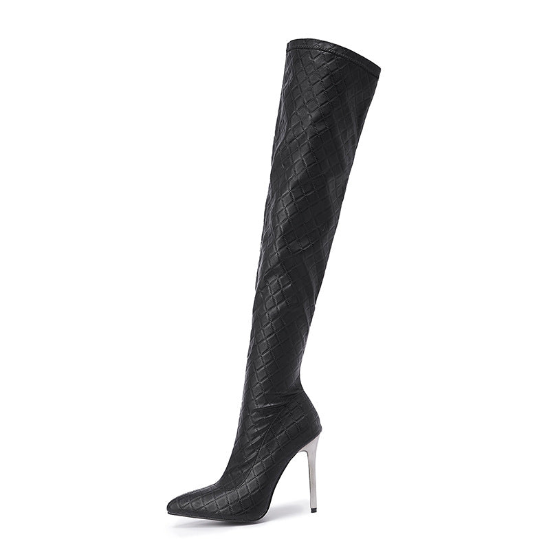 LADIES OVER THE KNEE HIGH HEEL BOOTS BLACK (SIZE 35 - 42) (SIZE 3 - 8)