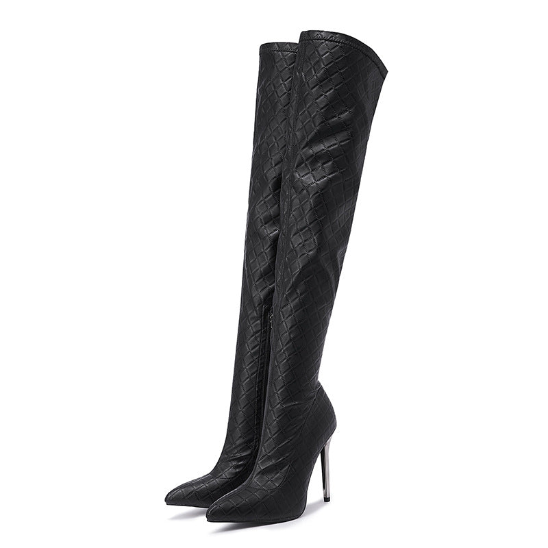 LADIES OVER THE KNEE HIGH HEEL BOOTS BLACK (SIZE 35 - 42) (SIZE 3 - 8)