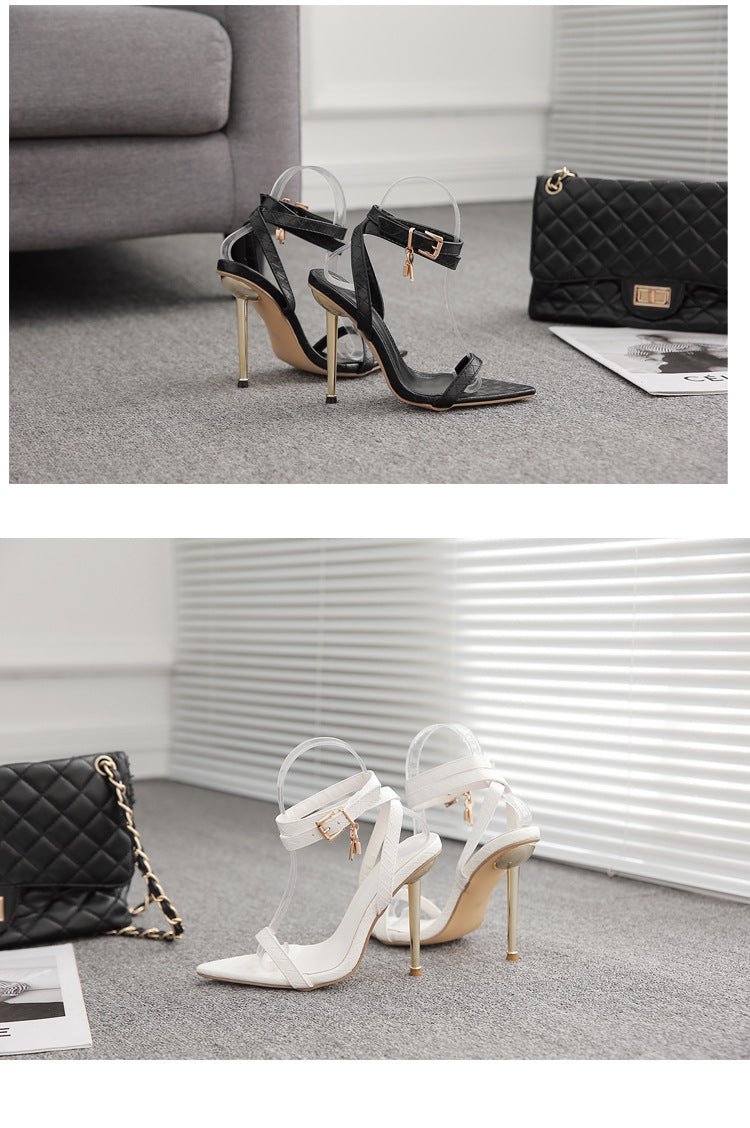 LADIES HIGH HEELS STILETTO HEEL SANDALS BLACK (SIZE 35 - 42) (SIZE 3 - 8)