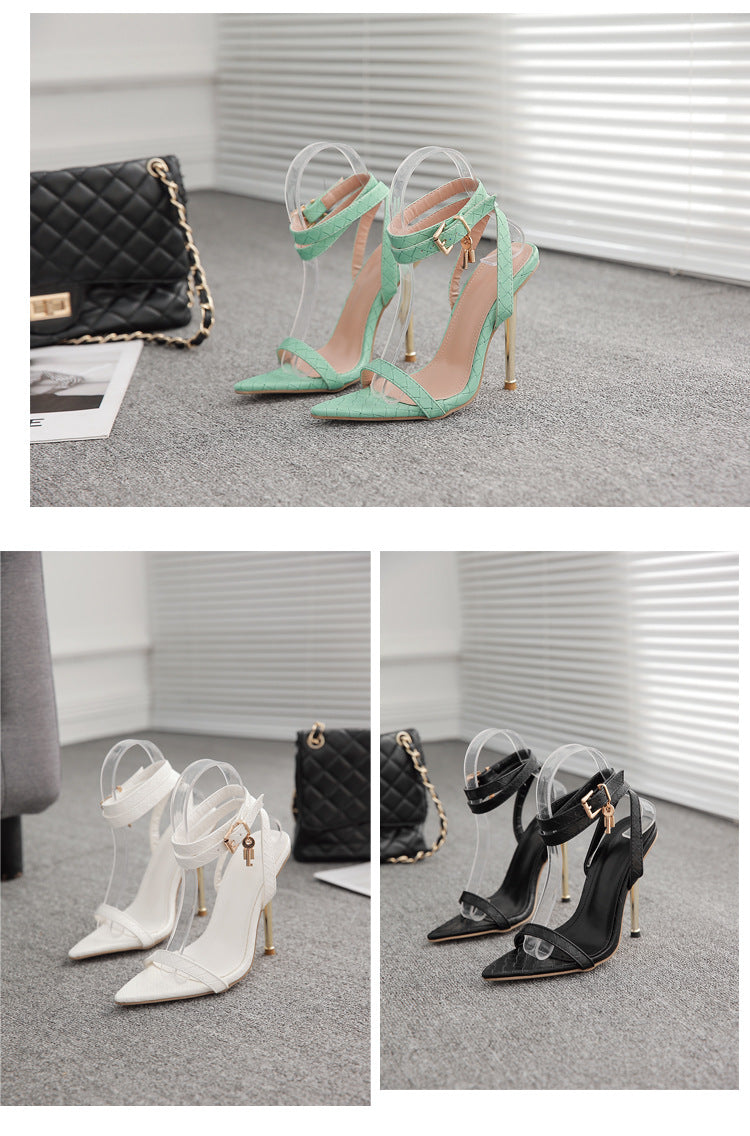 LADIES HIGH HEELS STILETTO HEEL SANDALS BLACK (SIZE 35 - 42) (SIZE 3 - 8)