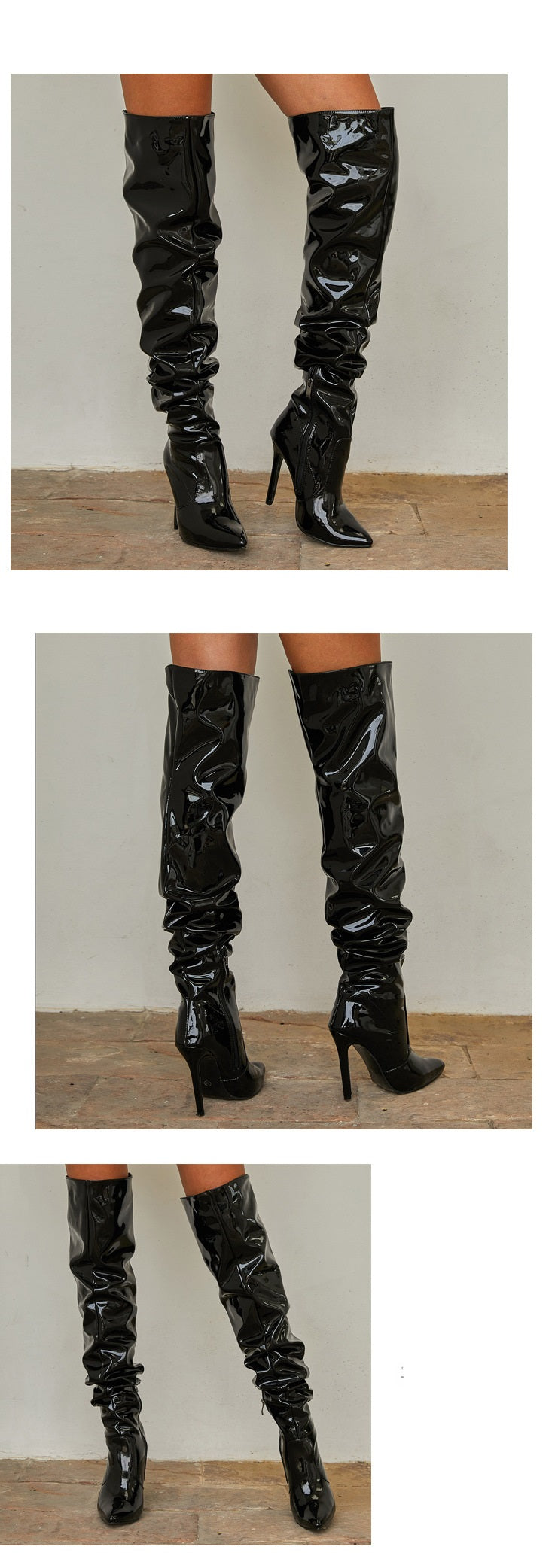 LADIES OVER THE KNEE HIGH HEEL BOOTS BLACK (SIZE 35 - 42) (SIZE 3 - 8)