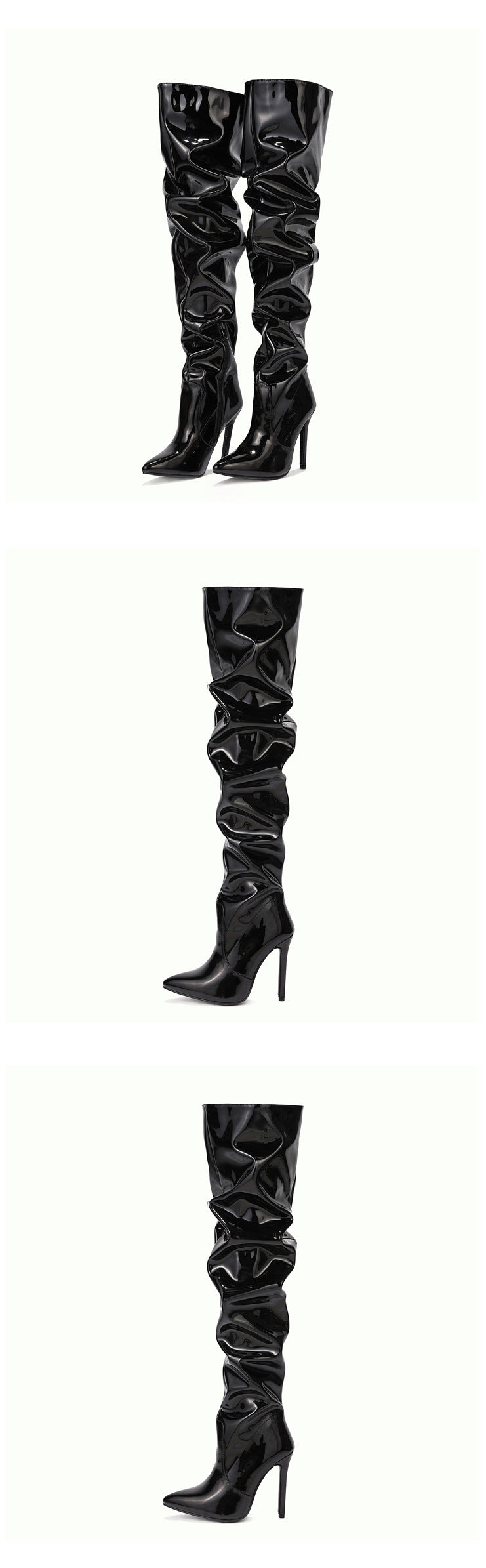 LADIES OVER THE KNEE HIGH HEEL BOOTS BLACK (SIZE 35 - 42) (SIZE 3 - 8)