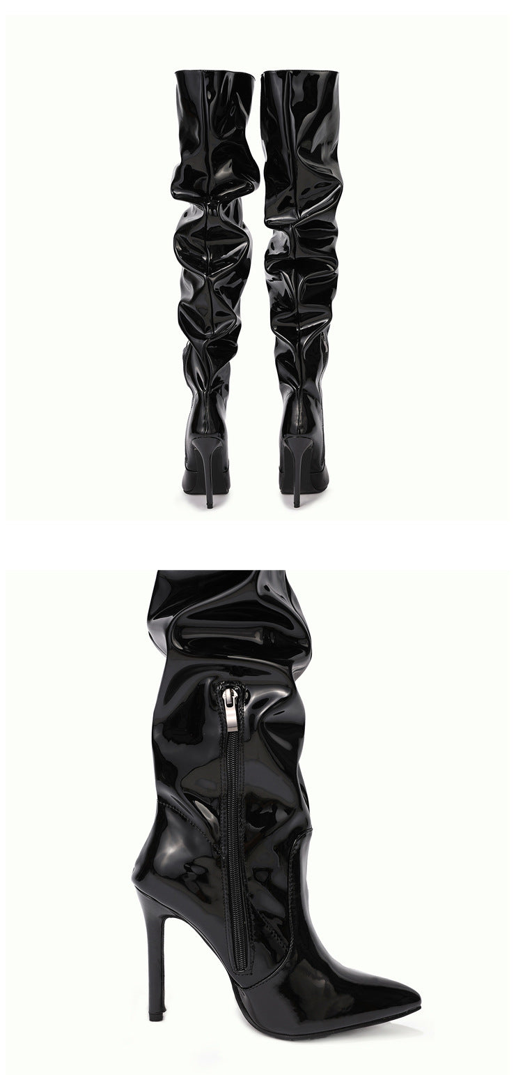 LADIES OVER THE KNEE HIGH HEEL BOOTS BLACK (SIZE 35 - 42) (SIZE 3 - 8)