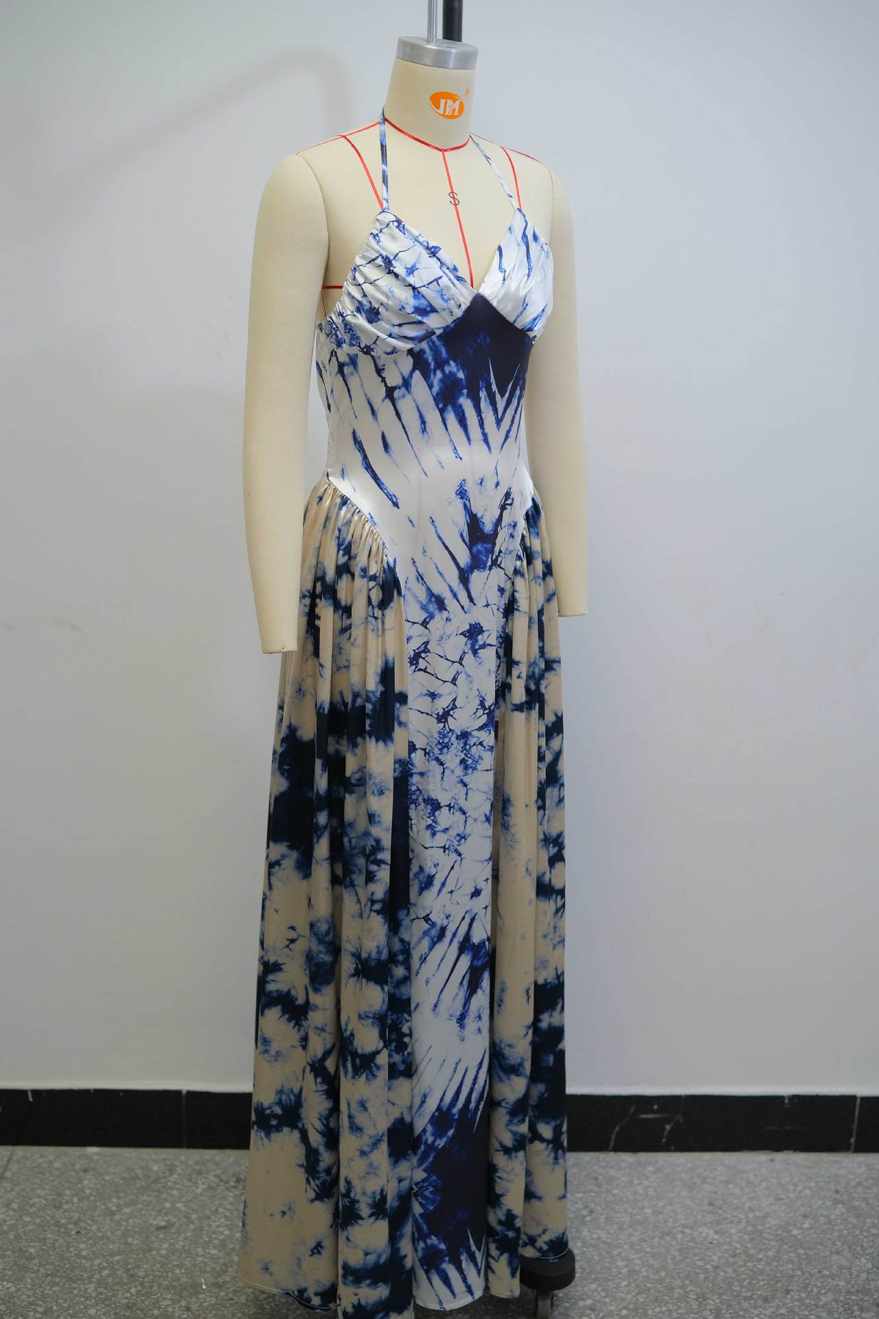 LADIES HALTERNECK LONG DRESS BLUE (SIZE S - 2XL)