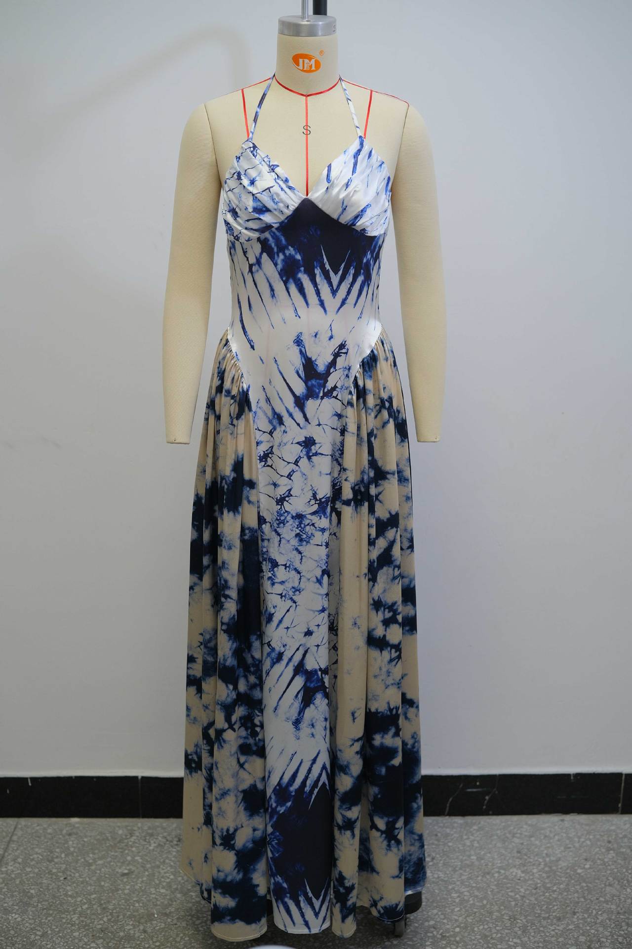 LADIES HALTERNECK LONG DRESS BLUE (SIZE S - 2XL)