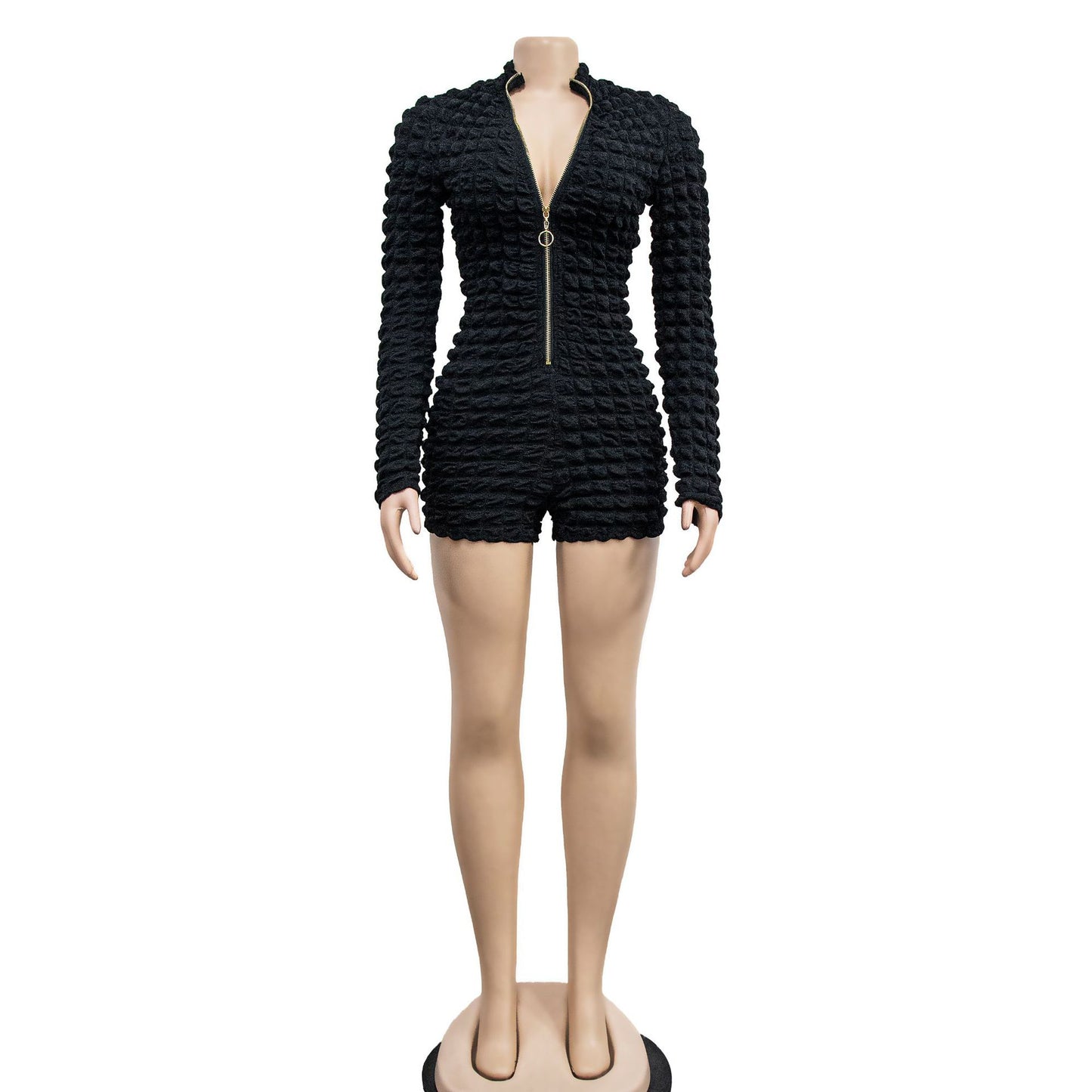LADIES LONG SLEEVE PLAYSUIT / ROMPER BLACK / GREEN / PINK / WHITE (SIZE S - 2XL)