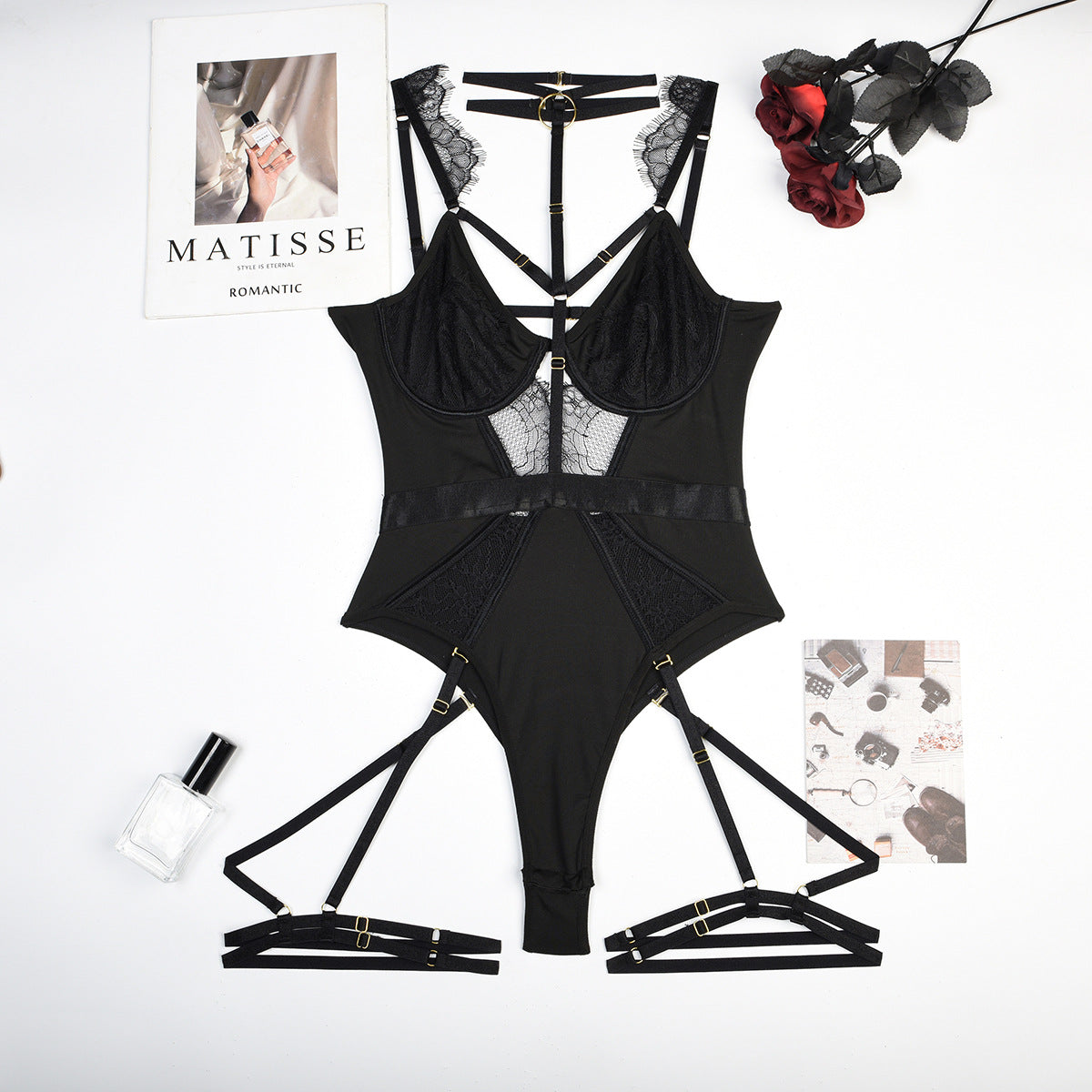 LADIES WOMENS LINGERIE SET BLACK (SIZE S - L)