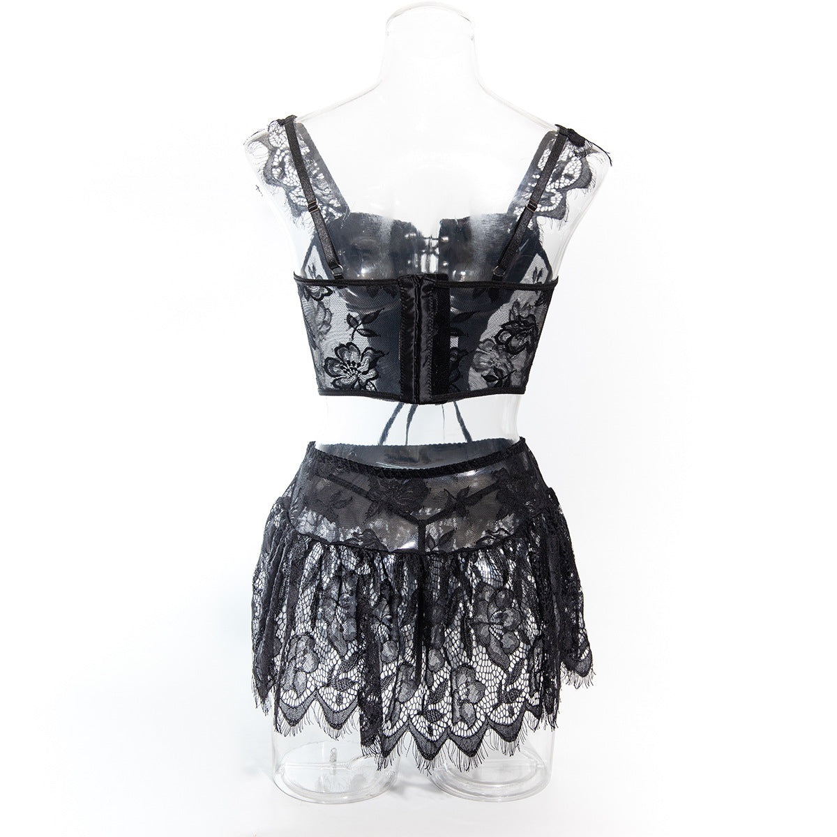 LADIES PU LEATHER LINGERIE SET BLACK (SIZE S - L)