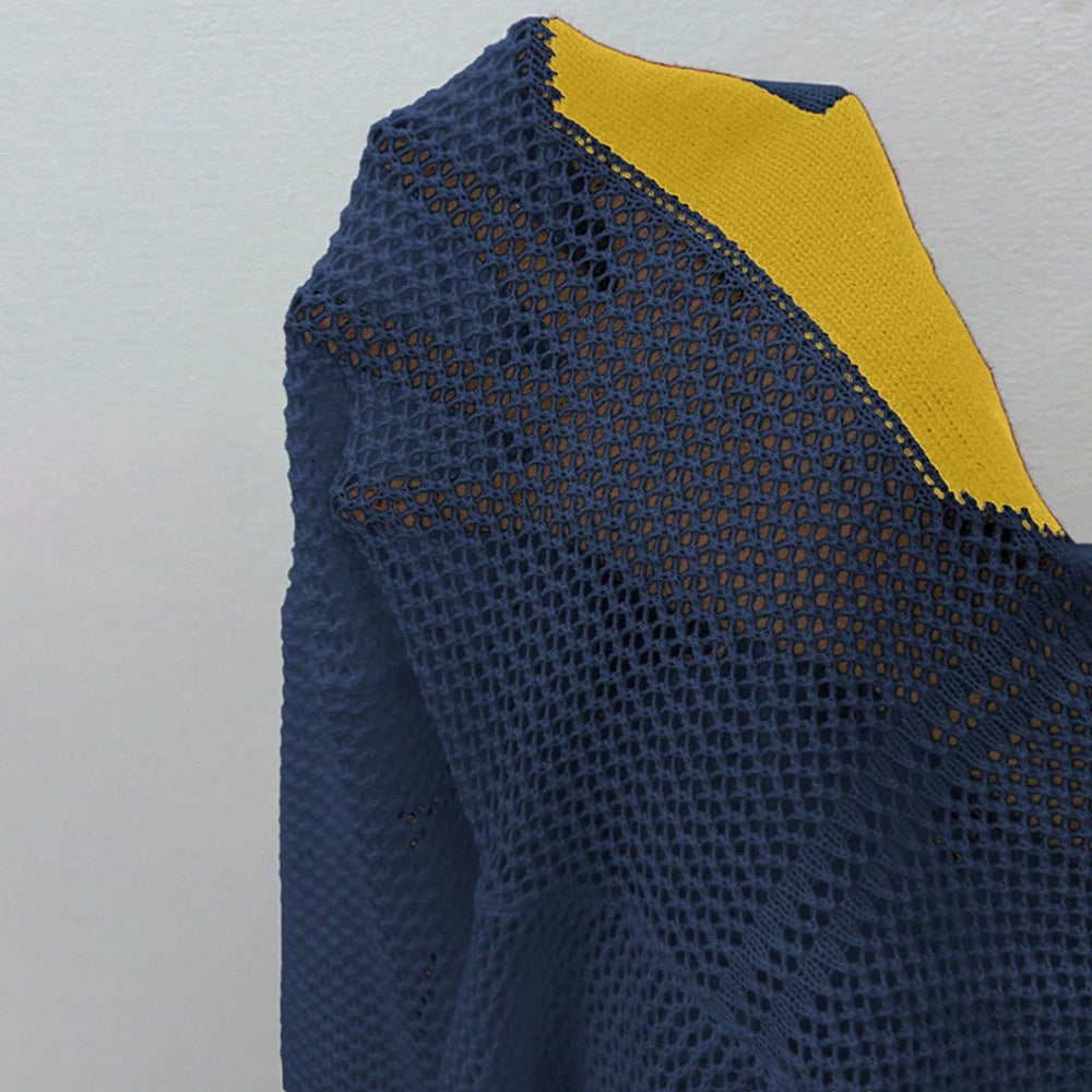 LADIES LONG SLEEVE KNITTED SWEATER TOP BLUE (FREE SIZE / ONE SIZE FITS MOST)