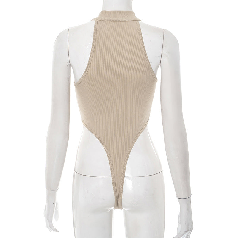 LADIES SLEEVELESS JUMPSUIT / BODYSUIT CAMEL (SIZE S - L)