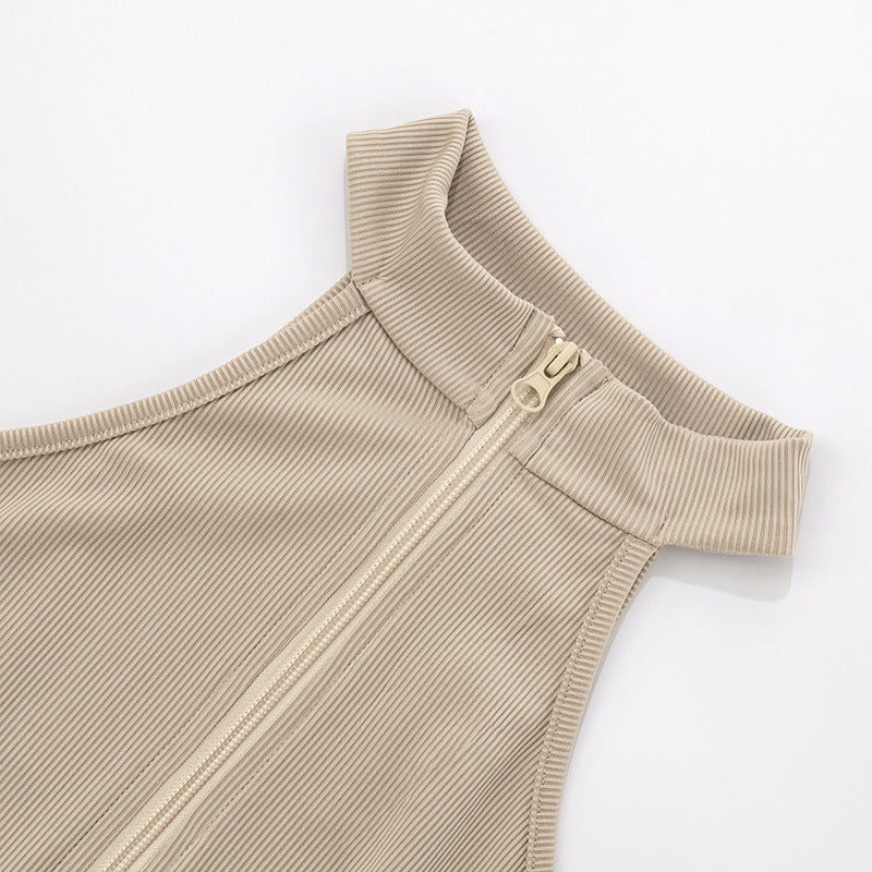LADIES SLEEVELESS JUMPSUIT / BODYSUIT CAMEL (SIZE S - L)