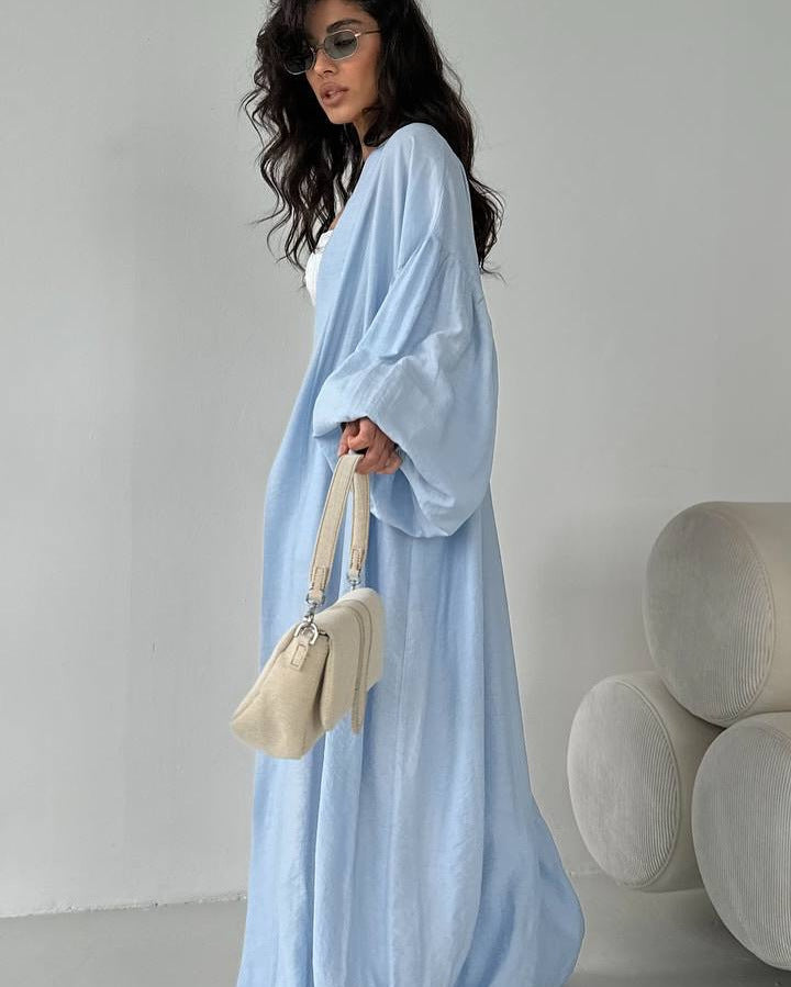 LADIES TWO PIECE CARDIGAN & SHORTS SET BLUE / YELLOW / OFF-WHITE / KHAKI (SIZE S - 2XL)