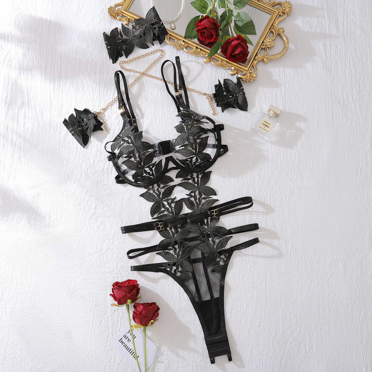 LADIES SEXY INTIMATE LINGERIE SET BLACK (SIZE S - L)
