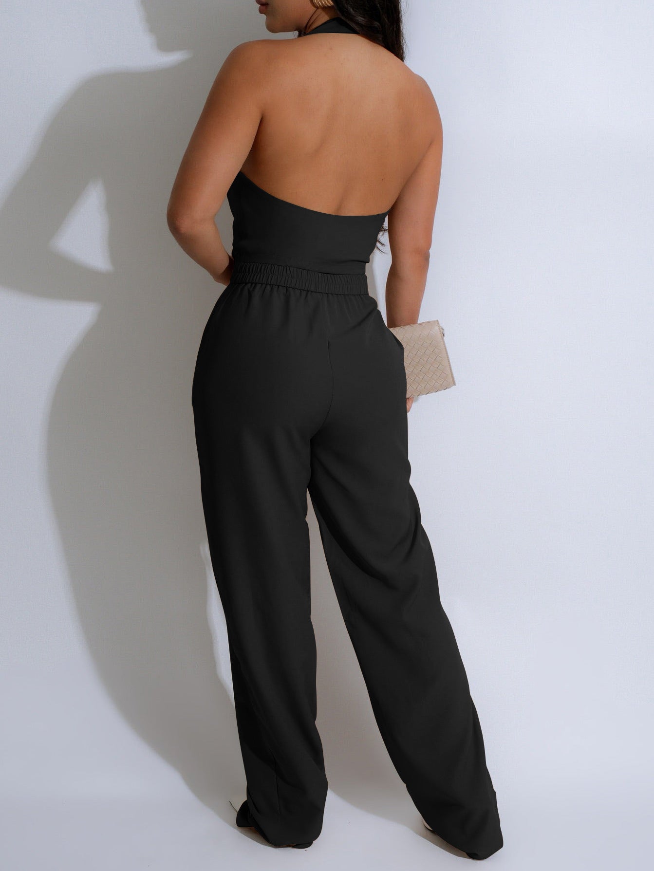 LADIES TWO PIECE SLEEVELESS VEST & PANTS SUIT SET BLACK / GREEN / BLUE / DARK RED / APRICOT-BEIGE (SIZE S - 2XL)