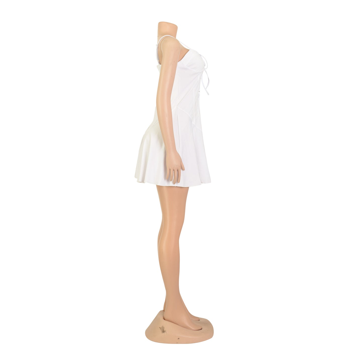 LADIES LACE UP MINI DRESS WHITE / PINK / YELLOW / ORANGE-RED (SIZE S - 2XL)