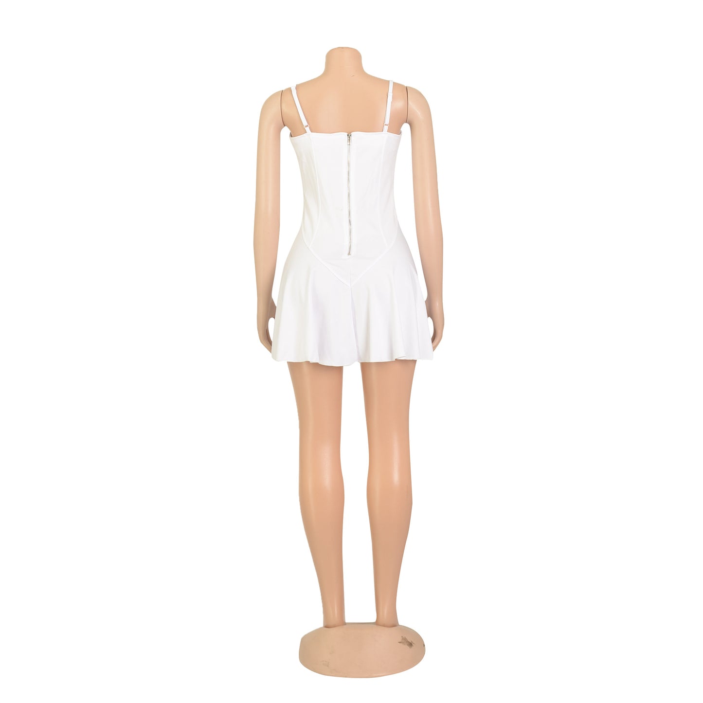 LADIES LACE UP MINI DRESS WHITE / PINK / YELLOW / ORANGE-RED (SIZE S - 2XL)