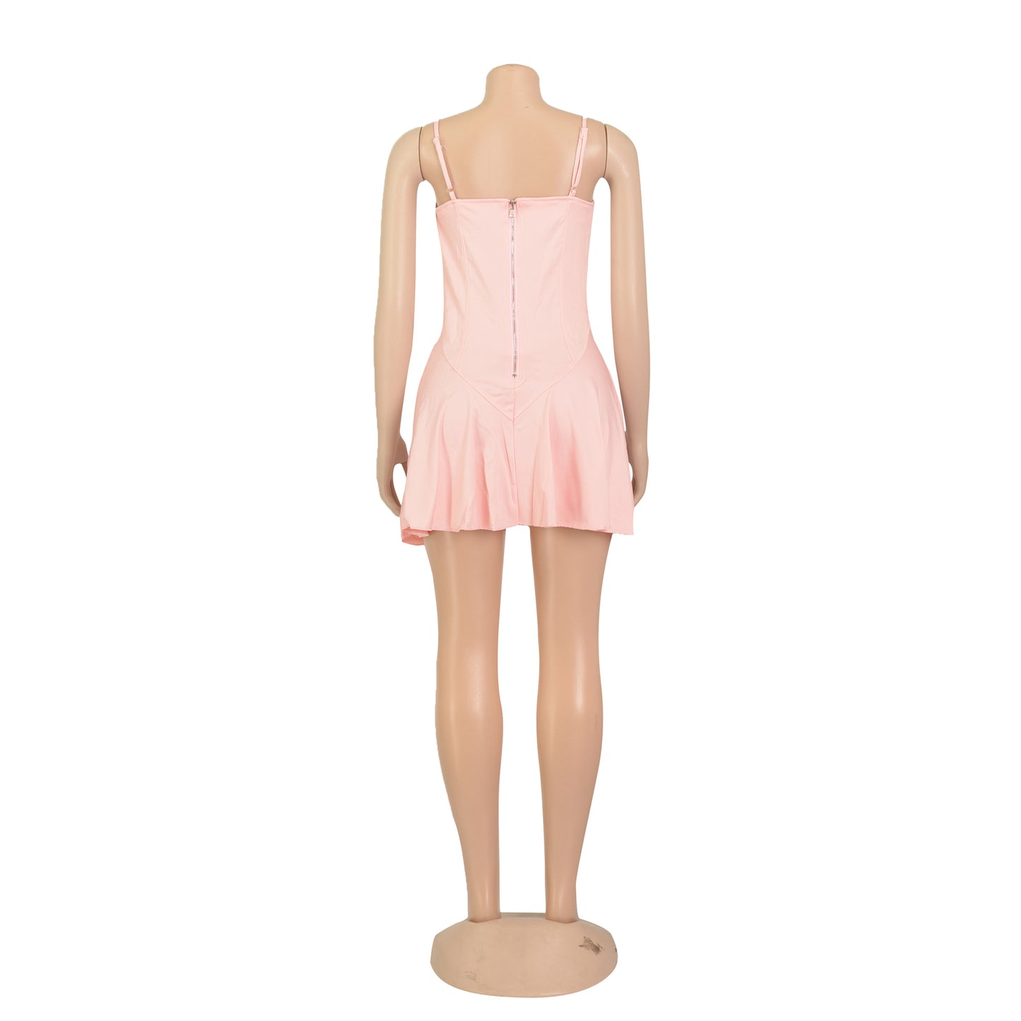 LADIES LACE UP MINI DRESS WHITE / PINK / YELLOW / ORANGE-RED (SIZE S - 2XL)