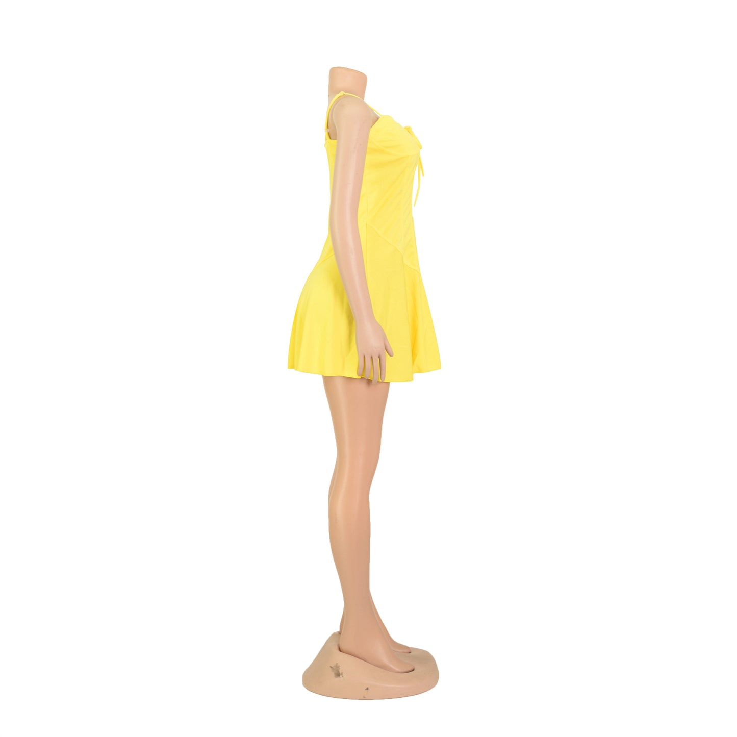 LADIES LACE UP MINI DRESS WHITE / PINK / YELLOW / ORANGE-RED (SIZE S - 2XL)