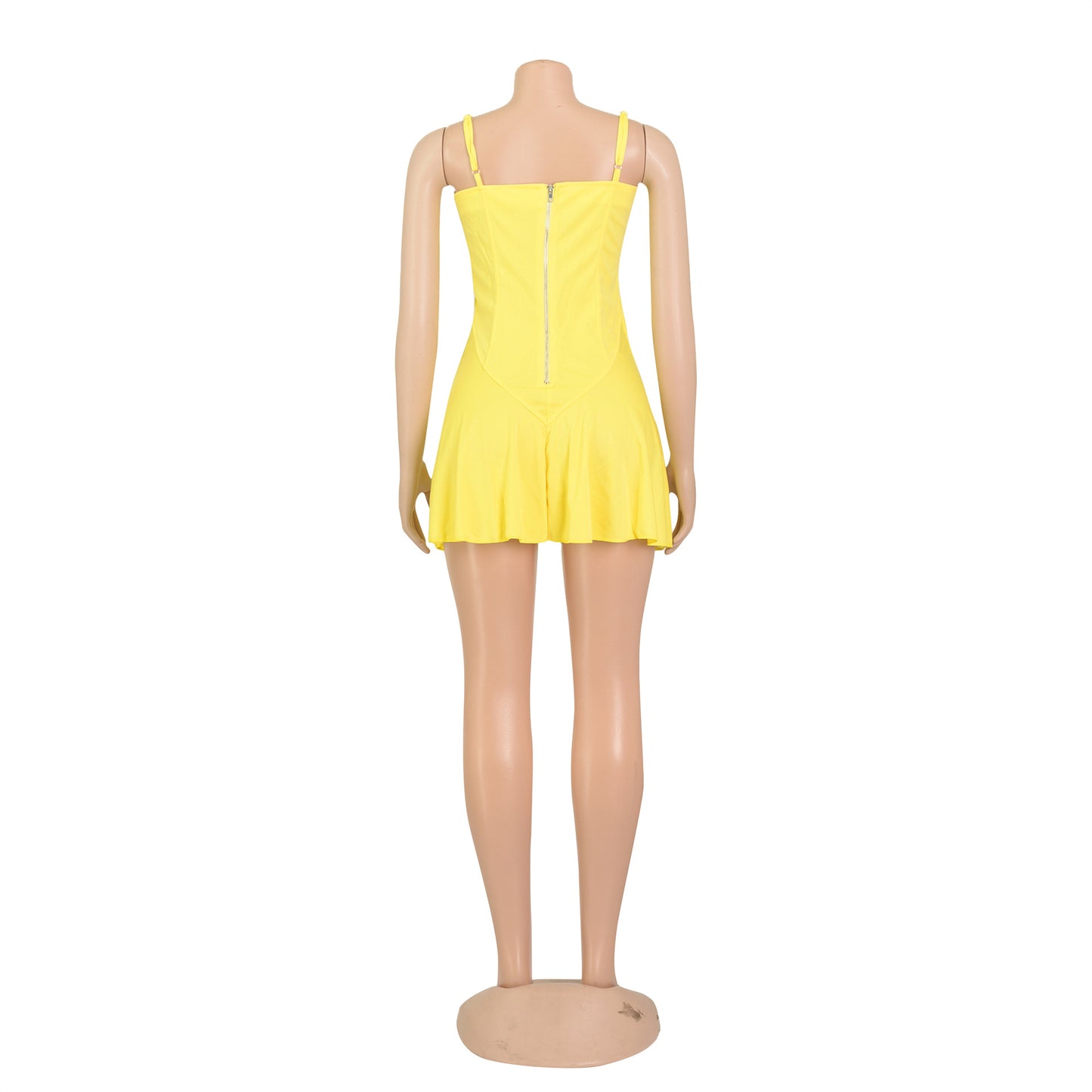 LADIES LACE UP MINI DRESS WHITE / PINK / YELLOW / ORANGE-RED (SIZE S - 2XL)