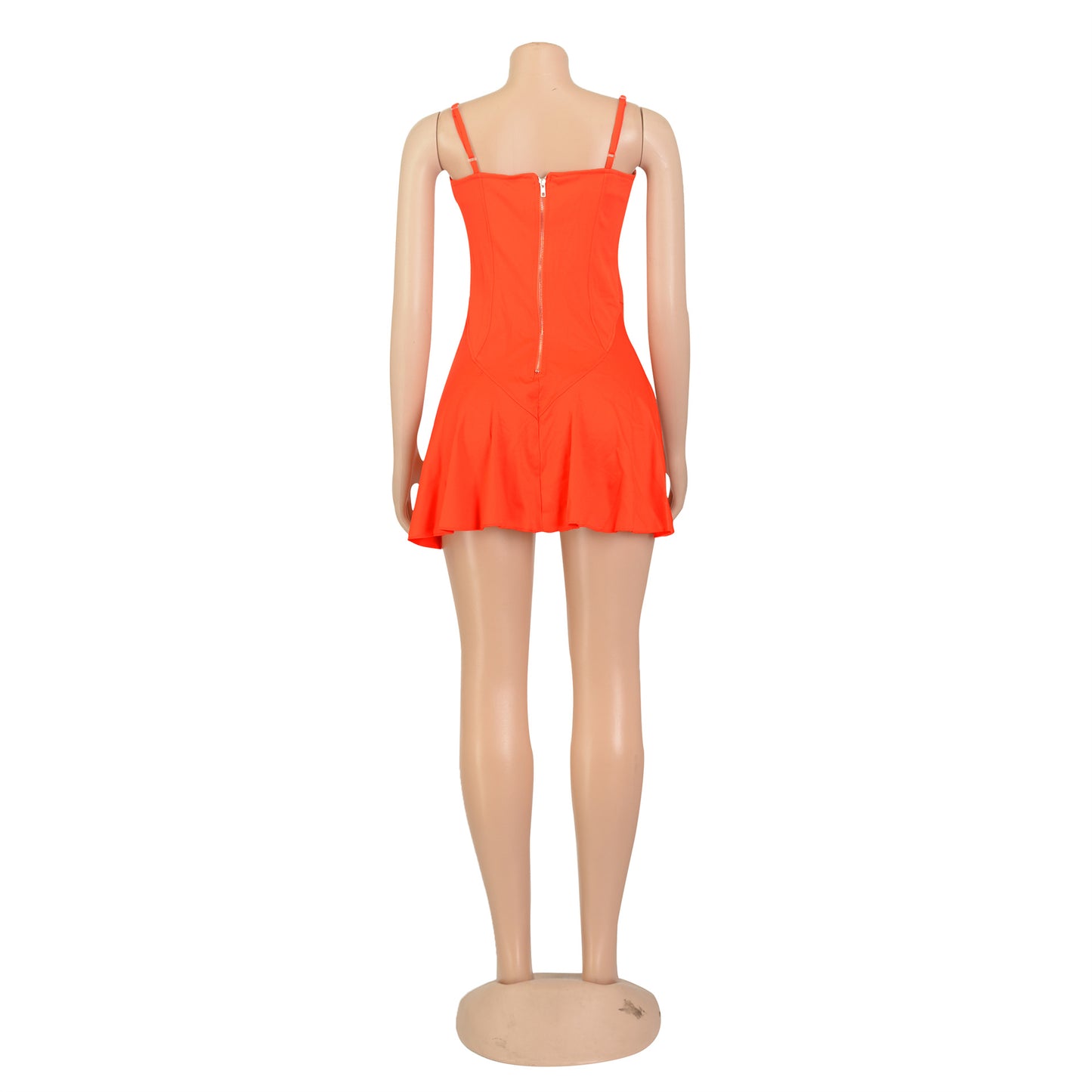 LADIES LACE UP MINI DRESS WHITE / PINK / YELLOW / ORANGE-RED (SIZE S - 2XL)
