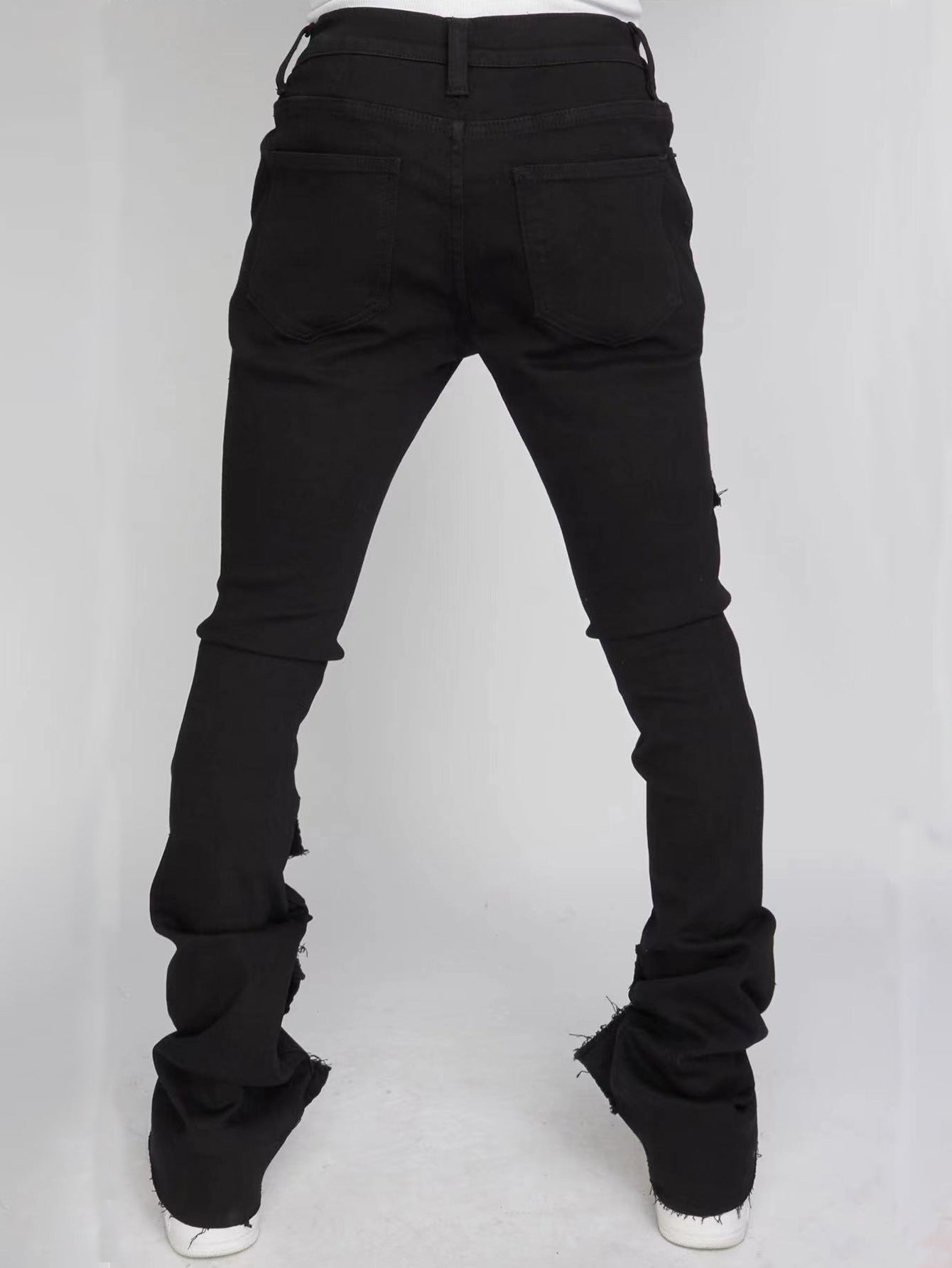 MENS DISTRESSED RIPPED JEANS BLACK DENIM / LIGHT BLUE DENIM / BEIGE BLUE DENIM (SIZE S - XL)