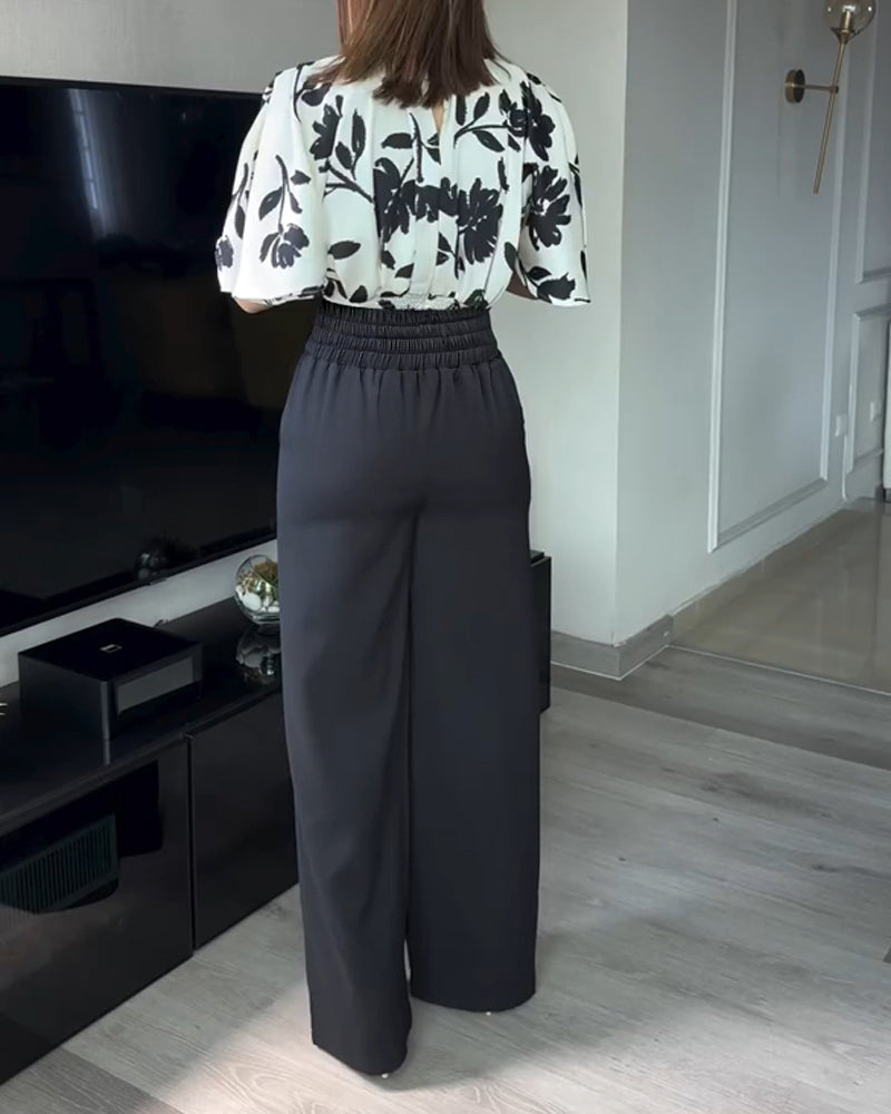 Ladies Women two piece top & pants set Black & white (Size S - XL)