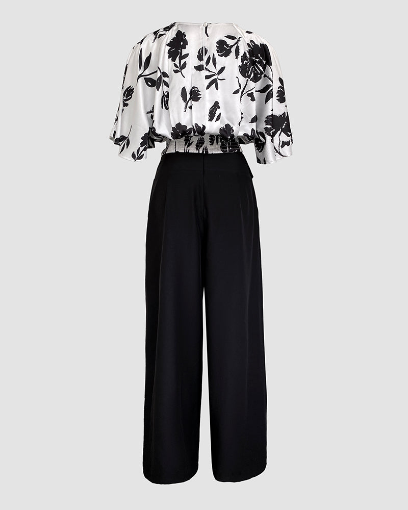 Ladies Women two piece top & pants set Black & white (Size S - XL)