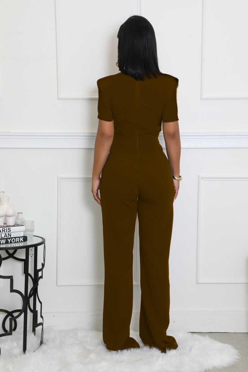 Stylish Women Ladies Short sleeve jumpsuit Black / dark green / wine red / brown (SIZE S - 2XL)