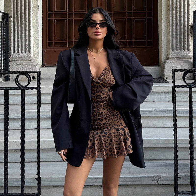 Stylish Women ladies sleeveless leopard print mini dress Leopard print / Animal print (SIZE S - L)