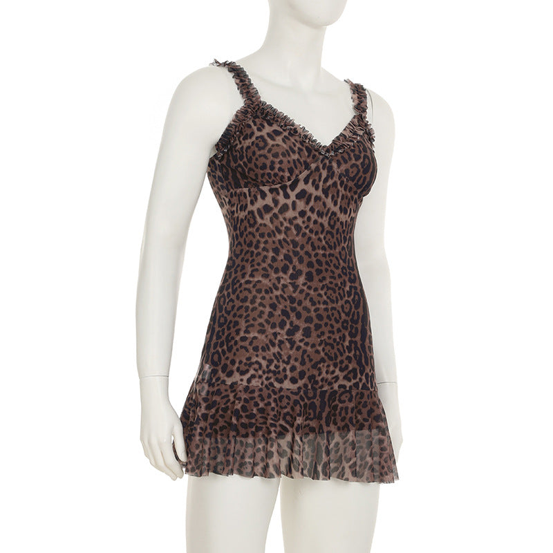 Stylish Women ladies sleeveless leopard print mini dress Leopard print / Animal print (SIZE S - L)