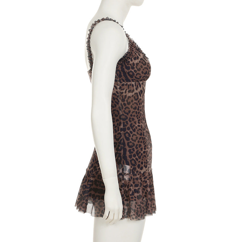 Stylish Women ladies sleeveless leopard print mini dress Leopard print / Animal print (SIZE S - L)