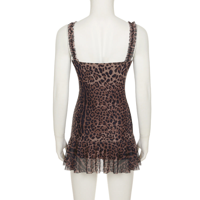 Stylish Women ladies sleeveless leopard print mini dress Leopard print / Animal print (SIZE S - L)