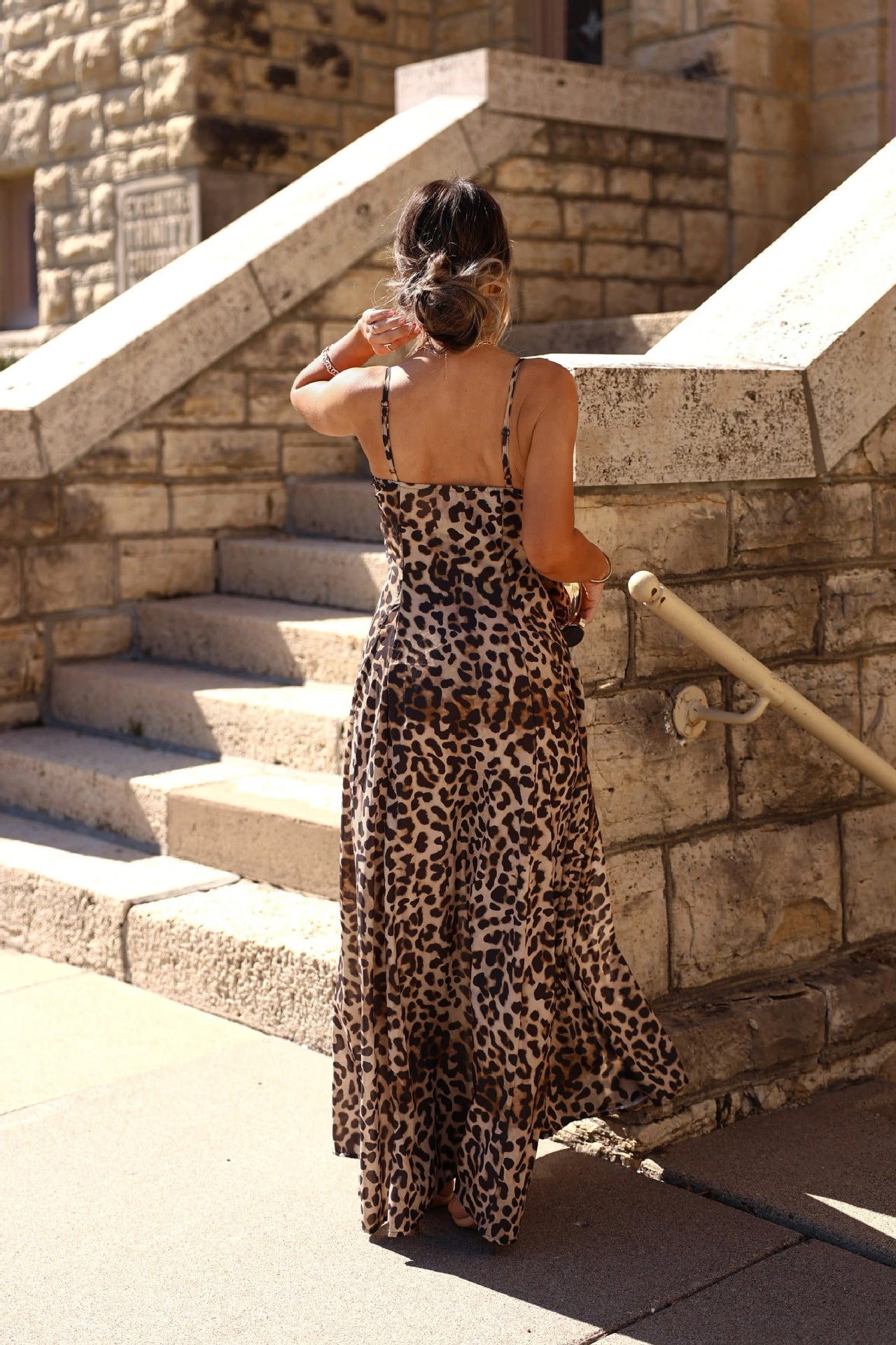 Ladies stylish fashion leopard print long summer dress Leopard print (Size S - 2XL)