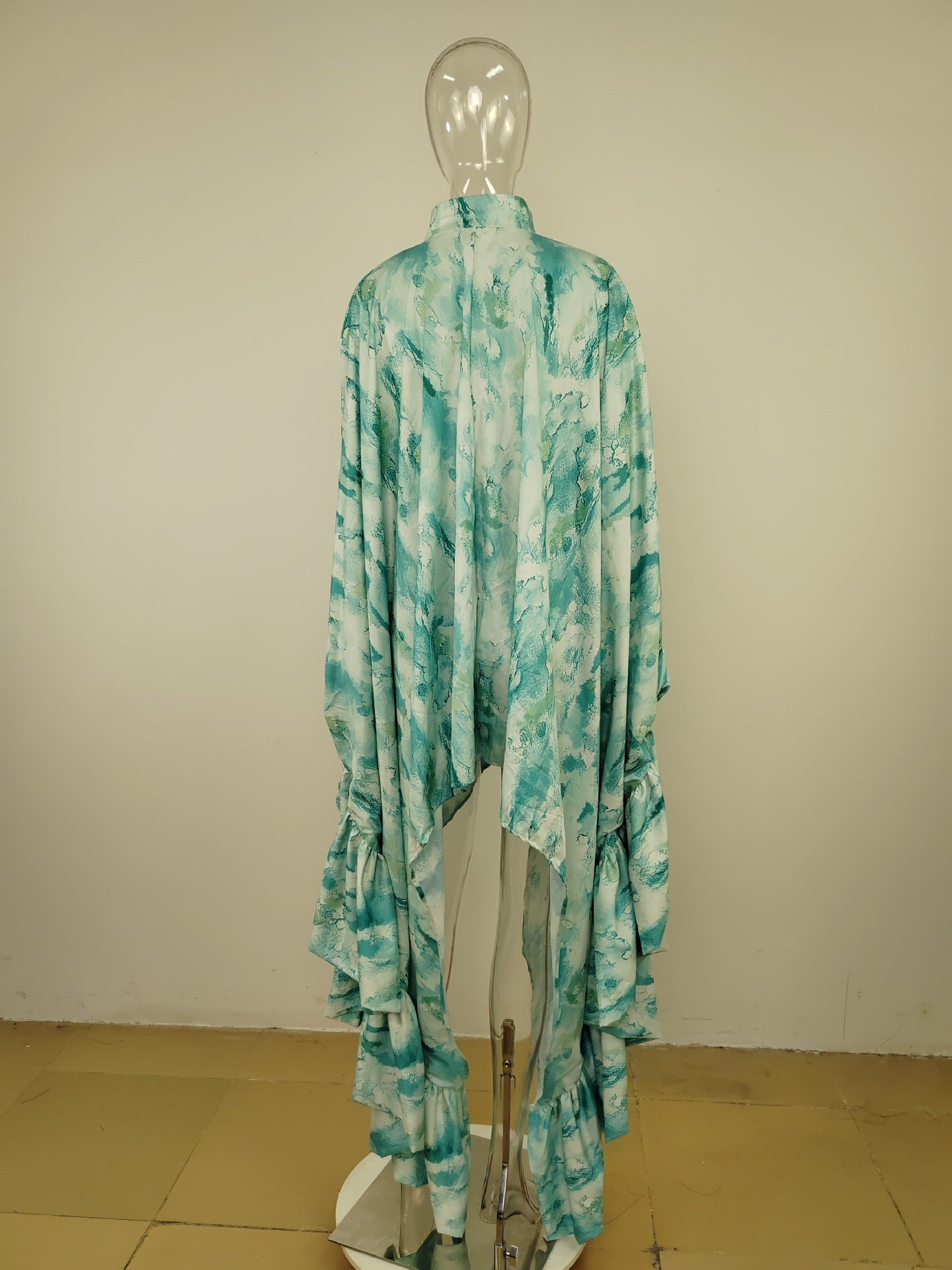 LADIES PLUS SIZE BAT SLEEVE SHIRT BLOUSE LIGHT GREEN / TURQUOISE-BLUE / GRAY (FREE SIZE)