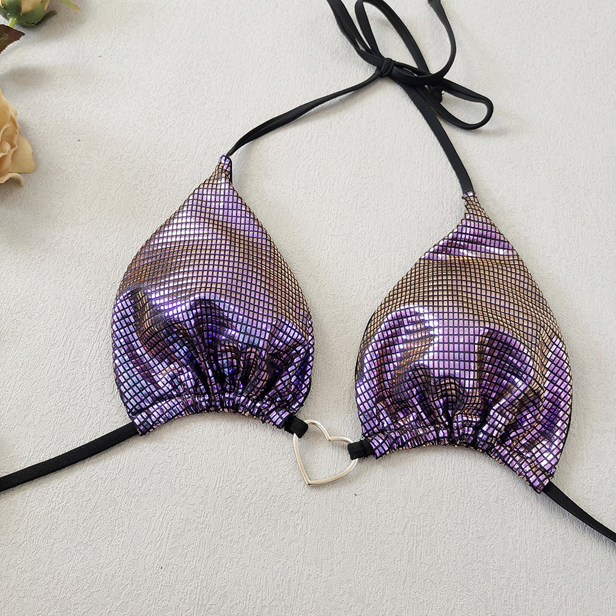 LADIES THREE PIECE BIKINI BEACHWEAR SET PURPLE (SIZE S - L)