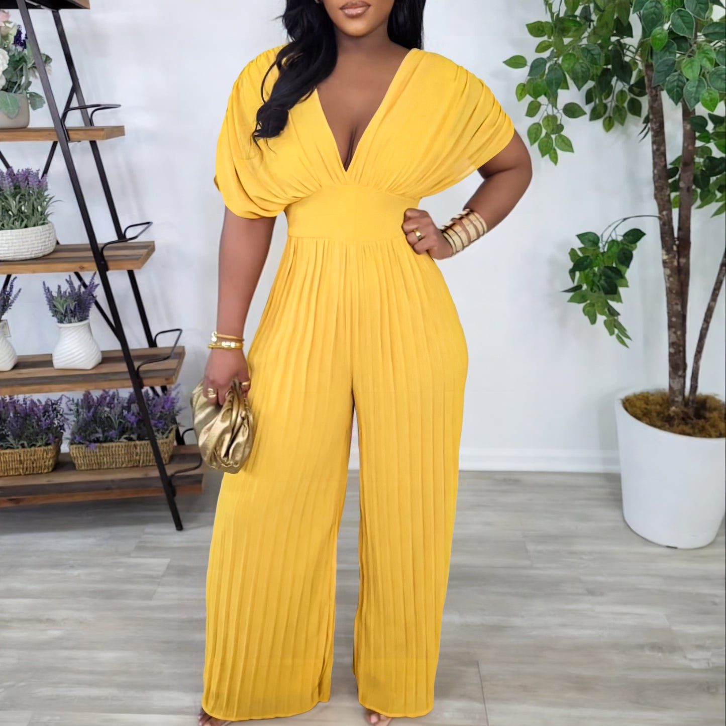 LADIES ONE PIECE JUMPSUIT MUSTARD YELLOW / PINK / KHAKI BEIGE (SIZE S - 3XL)