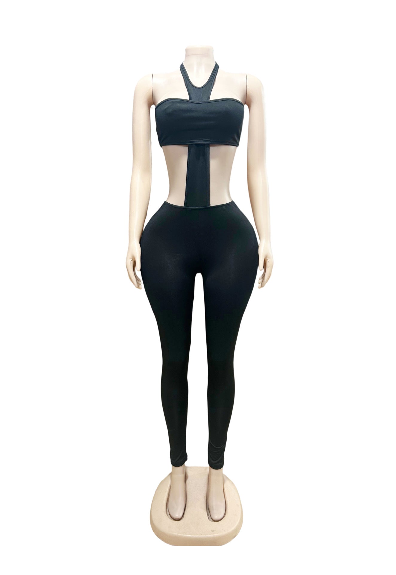 Ladies sexy two piece halter neck top and pants set black (SIZE S - XL)