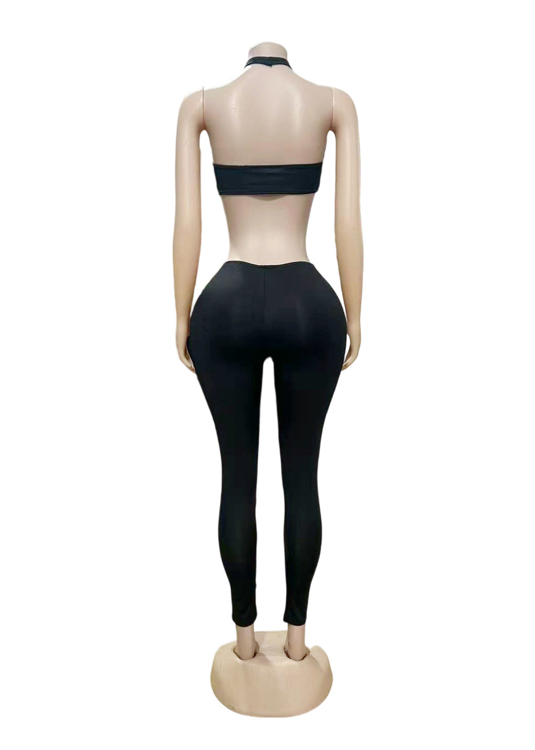 Ladies sexy two piece halter neck top and pants set black (SIZE S - XL)