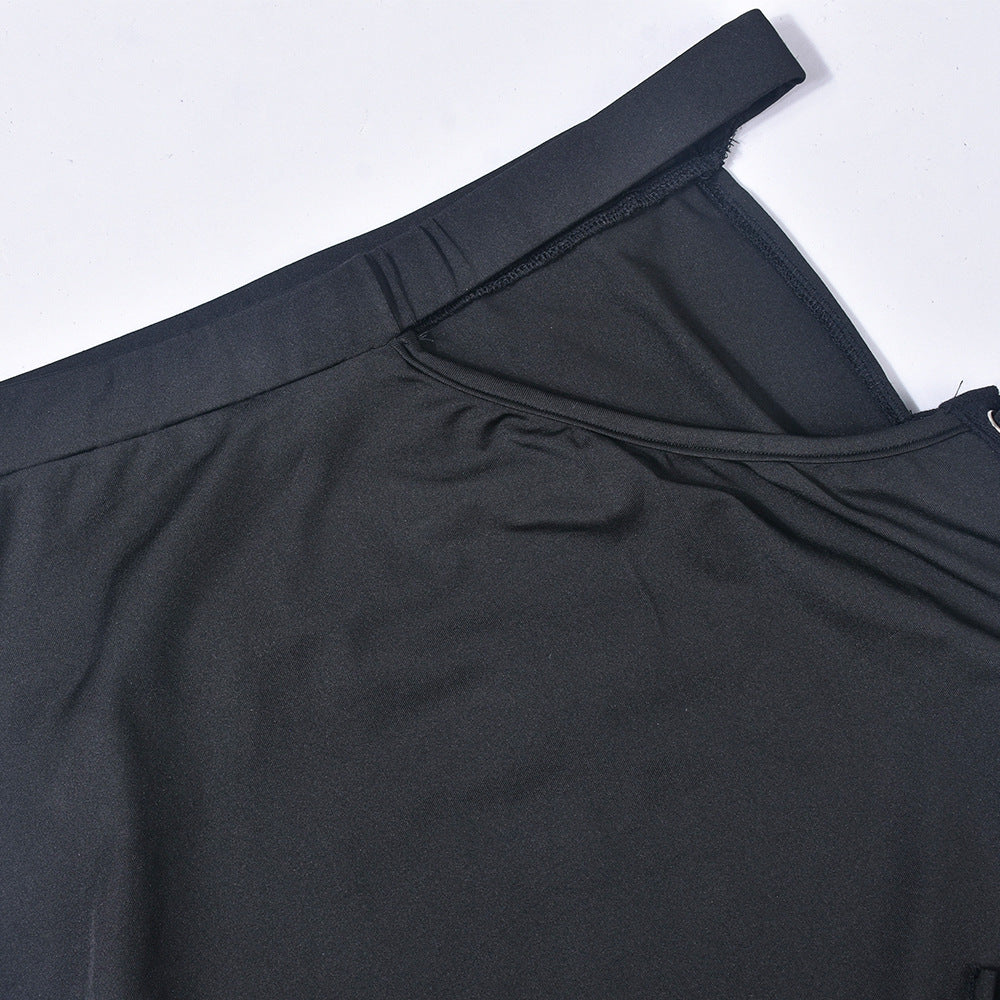 Women two piece crop top and skirt set Black (SIZE S - L)