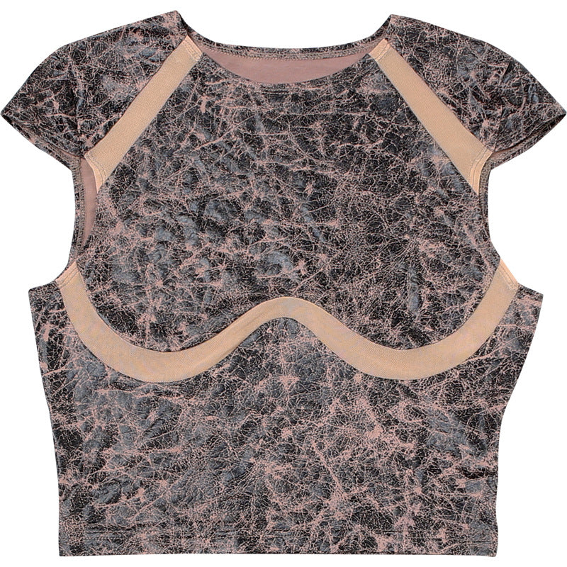 Women sexy short sleeve tank top Brown (Size S - L)