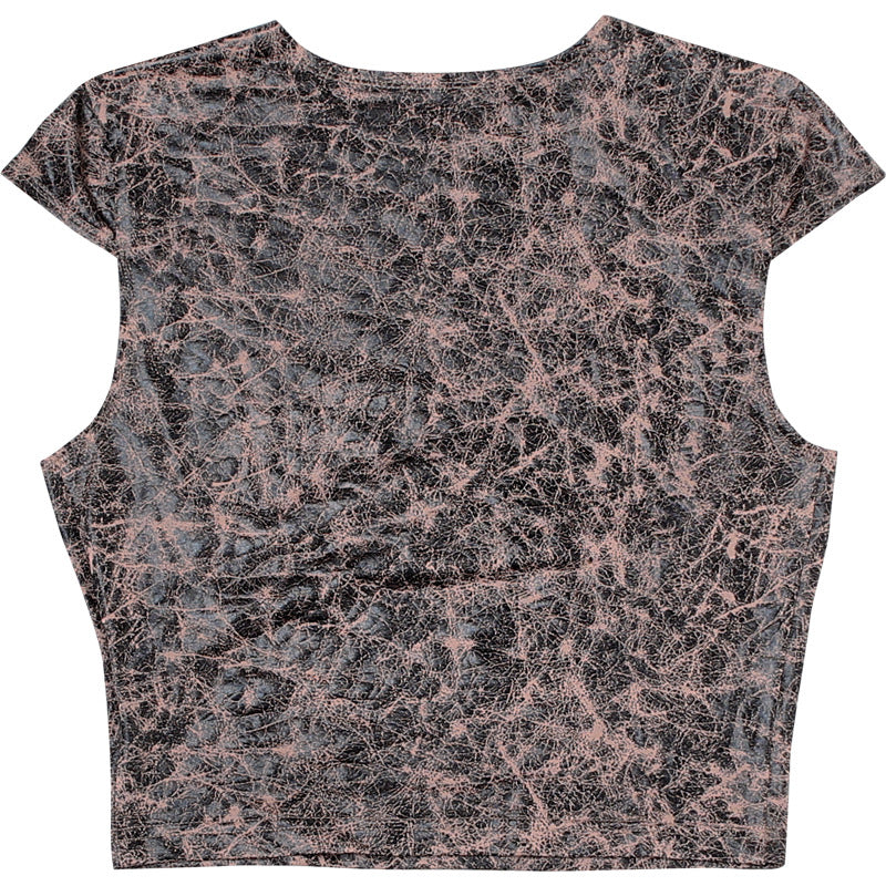 Women sexy short sleeve tank top Brown (Size S - L)
