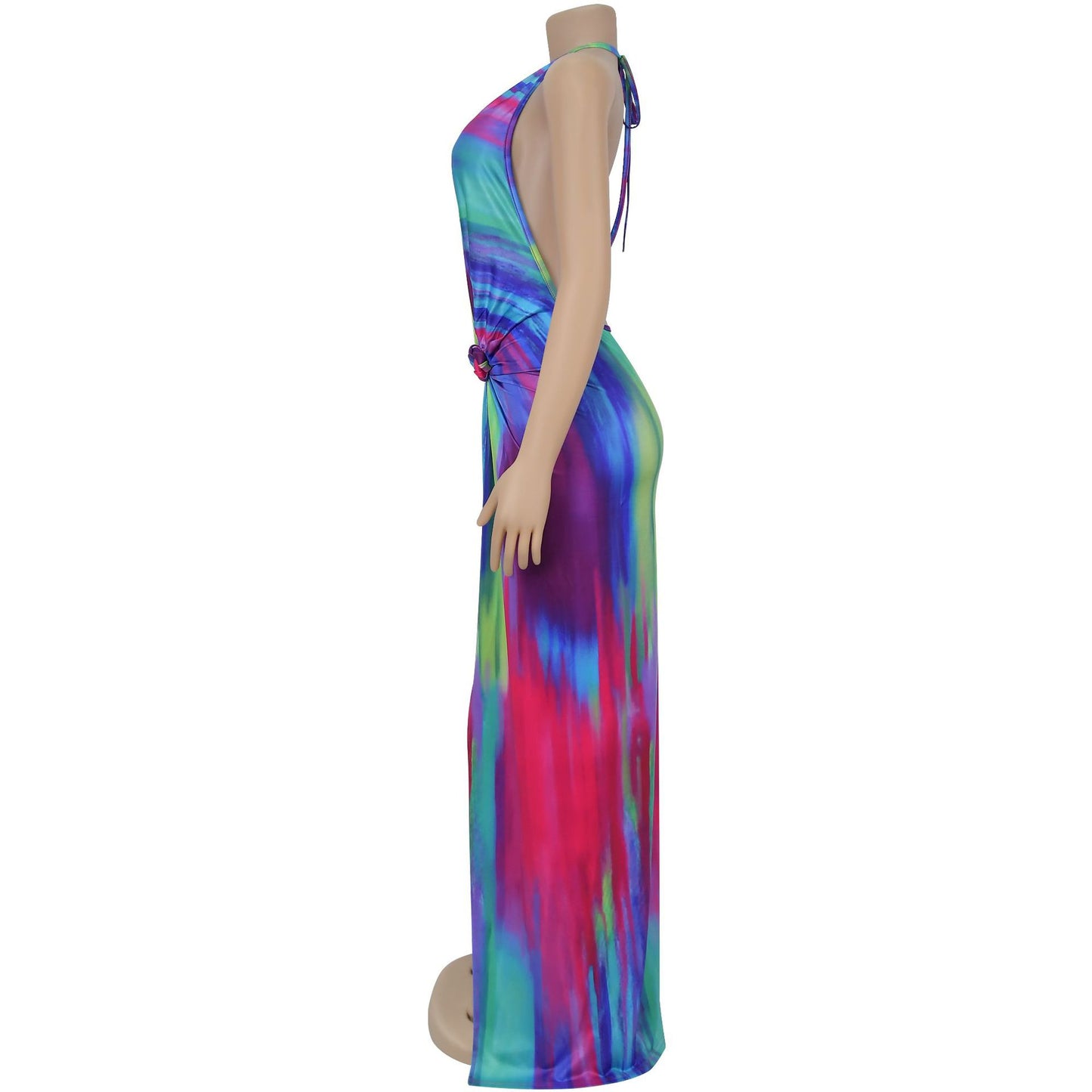 Women elegant multi colour lace up party cocktail dress Multi colour (Size S - 2XL)