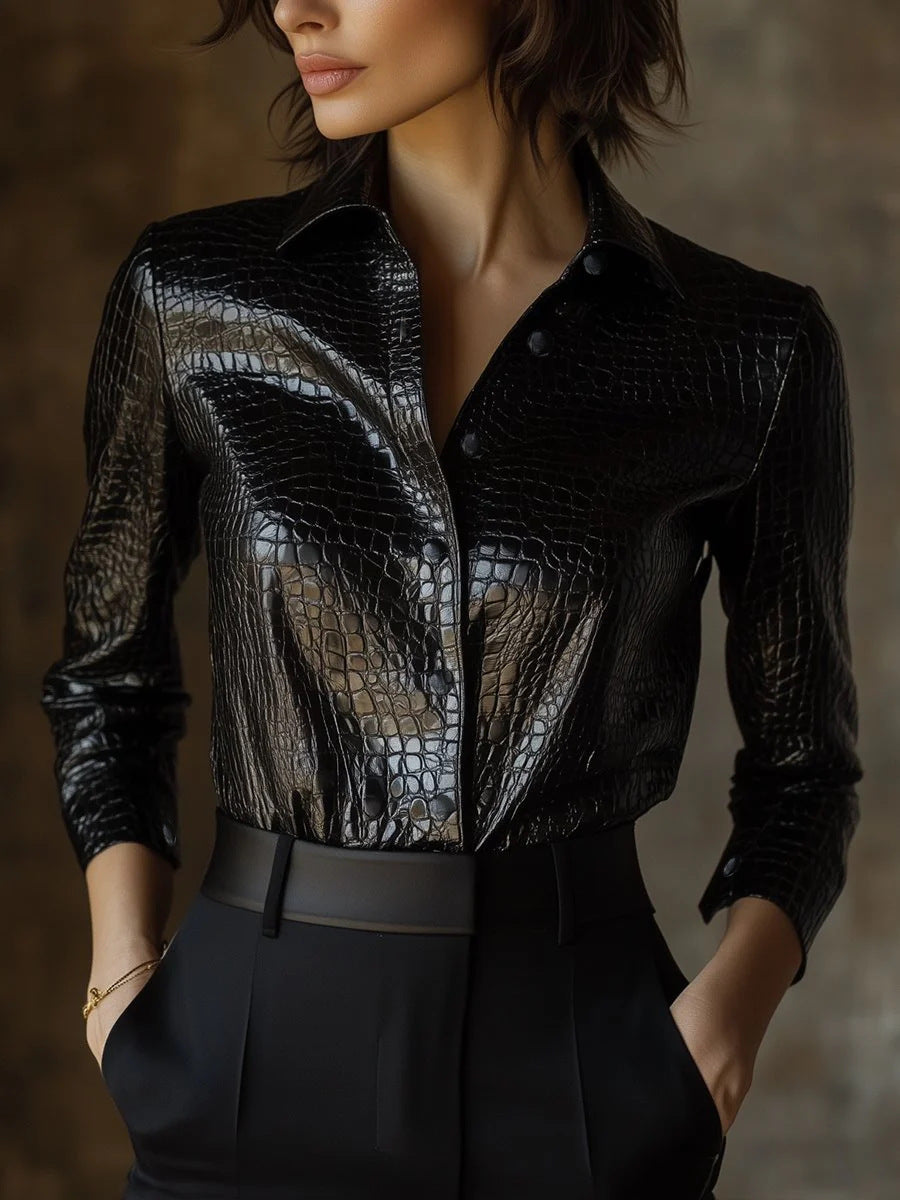 Ladies long sleeve shirt Black (Size S - 2XL)