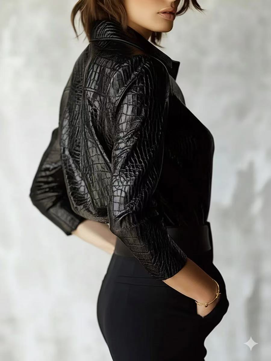 Ladies long sleeve shirt Black (Size S - 2XL)