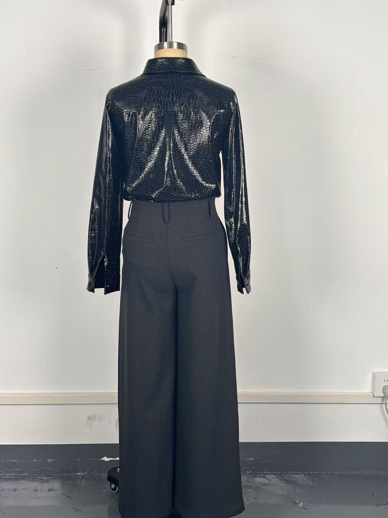 Ladies long sleeve shirt Black (Size S - 2XL)