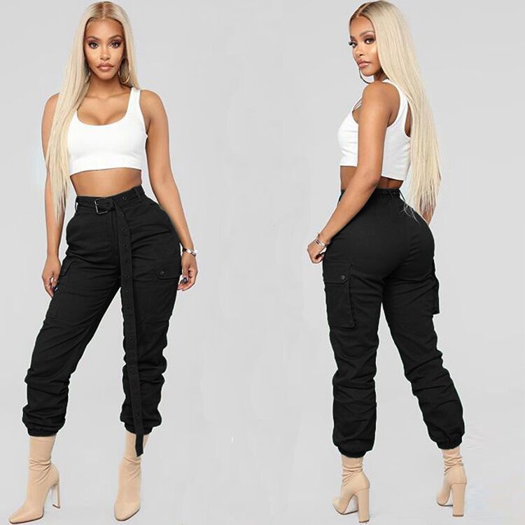 Ladies stylish fashion sexy belted cargo pants 7 different colours (Size S - XL)