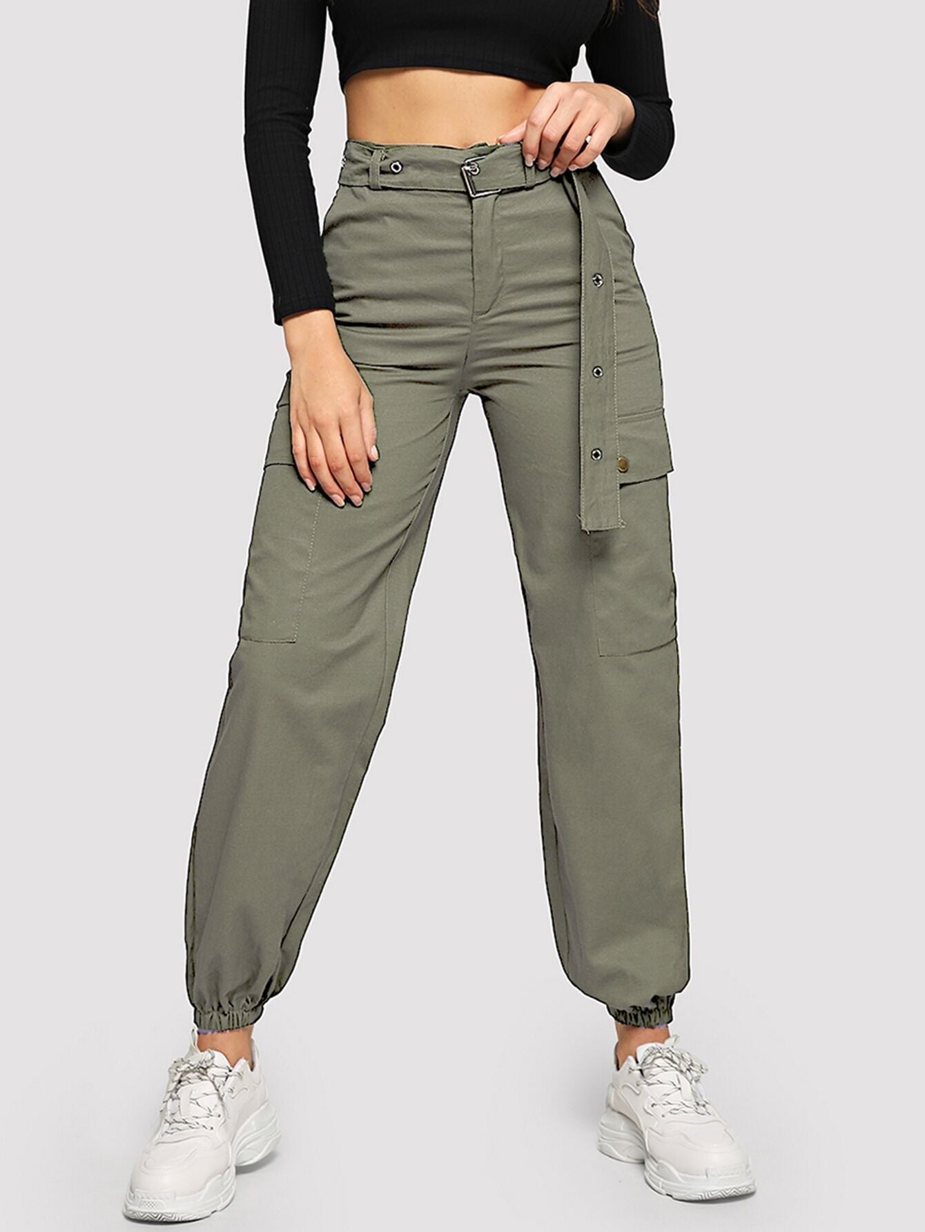 Ladies stylish fashion sexy belted cargo pants 7 different colours (Size S - XL)