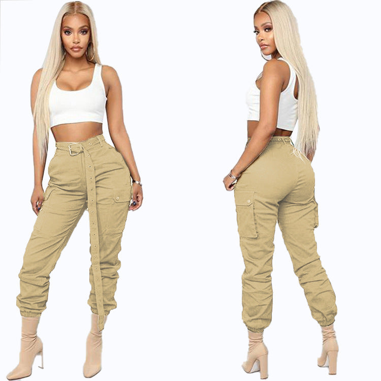 Ladies stylish fashion sexy belted cargo pants 7 different colours (Size S - XL)