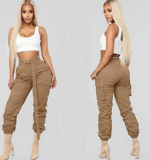 Ladies stylish fashion sexy belted cargo pants 7 different colours (Size S - XL)